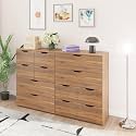 VIKI Dresser | Big Drawer Unit, Varnik Chest of 12 Drawers,Clothes Storage, Organizer Unit for Bedroom, Hallway, Easy Pull Drawers, (Brussel Walnut - 44D x 160W x 106H) | 1 Year Warranty