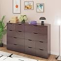 VIKI Dresser | Big Drawer Unit, Varnik Chest of 12 Drawers,Clothes Storage, Organizer Unit for Bedroom, Hallway, Entryway,Easy Pull Drawers, (Dark Wenge - 44D x 160W x 106H) | 1 Year Warranty
