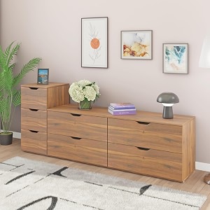 viki dresser  chest of drawer unitrocka chest of 7 drawersclothes storage organizer unit for bedroom hallway easy pull drawers brussel walnut -44d x 200w x 80h  1 year warranty