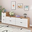 VIKI Dresser | Chest of Drawer Unit, Rocka Chest of 7 Drawers,Clothes Storage, Organizer Unit for Bedroom,Easy Pull Drawers, (Brussel Walnut &amp; Frosty White -44D x 200W x 80H) | 1 Year Warranty
