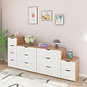 VIKI Dresser | Chest of Drawer Unit, Sovana Chest of 12 Drawers,Clothes Storage, Organizer Unit for Bedroom,Easy Pull Drawers, (Brussel Walnut &amp; Frosty White -44D x 240W x 106H) | 1 Year Warranty
