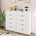 VIKI Dresser | Chest of Drawer Unit,Sovana Chest of 10 Drawers,Clothes Storage, Organizer Unit for Bedroom, Hallway, Entryway,Easy Pull Drawers, (Frosty White - 44D x 160W x 132H)|1 Year Warranty