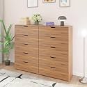 VIKI Dresser | Chest of Drawer Unit,Sovana Chest of 10 Drawers,Clothes Storage, Organizer Unit for Bedroom, Hallway, Easy Pull Drawers, (Brussel Walnut -44D x 160W x 132H) | 1 Year Warranty