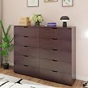 VIKI Dresser | Chest of Drawer Unit,Sovana Chest of 10 Drawers,Clothes Storage, Organizer Unit for Bedroom, Hallway, Entryway,Easy Pull Drawers, (Dark Wenge -44D x 160W x 132H) | 1 Year Warranty