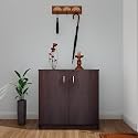 VIKI Shoe Rack with 3 Pattern Ventilated Doors, Shoe Storage Cabinet for Hallway, Organizer Unit for Entryway, Width 109.3cms, Dark Wenge Colour, 1 Year Warranty