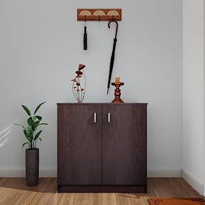 viki  shoe rack with doors shoe storageshoe cabinet for hallway organizer unit for entryway width 80cms dark wenge colour  1 year warranty