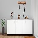 VIKI | Shoe Rack with Doors, Shoe Storage,Shoe Cabinet for Hallway, Organizer Unit for Entryway, Width 120cms, Dark Wenge &amp; Frosty White Colour | 1 Year Warranty