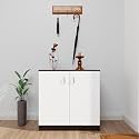 VIKI | Shoe Rack With Doors, Shoe Storage,Shoe Cabinet For Hallway, Organizer Unit For Entryway, Width 80Cms, Dark Wenge &amp; Frosty White Colour | 1 Year Warranty, Engineered Wood