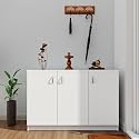 VIKI | Shoe Rack with Doors, Shoe Storage,Shoe Cabinet for Hallway, Organizer Unit for Entryway, Width 120cms, Frosty White Colour | 1 Year Warranty | Engineered Wood