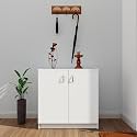 VIKI | Shoe Rack With Doors, Shoe Storage,Shoe Cabinet For Hallway, Organizer Unit For Entryway, Width 80Cms, Frosty White Colour | 1 Year Warranty, Engineered Wood