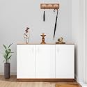 VIKI | Shoe Rack with Doors, Shoe Storage,Shoe Cabinet for Hallway, Organizer Unit for Entryway, Width 120cms, Brussel Walnut &amp; Frosty White Colour | 1 Year Warranty