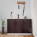 VIKI | Shoe Rack with Doors, Shoe Storage,Shoe Cabinet for Hallway, Organizer Unit for Entryway, Width 120cms, Frosty White &amp; Dark Wenge Colour | 1 Year Warranty