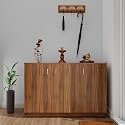 VIKI | Shoe Rack with Doors, Shoe Storage,Shoe Cabinet for Hallway, Organizer Unit for Entryway, Width 120cms, Brussel Walnut Colour | 1 Year Warranty