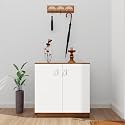 VIKI Shoe Rack with Pattern 4 Ventilated Doors, Shoe Storage, Shoe Cabinet for Hallway, Organizer Unit for Entryway, Width 73cms, Brussel Walnut &amp; Frosty White Colour, 1 Year Warranty