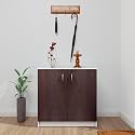 VIKI | Shoe Rack with Doors, Shoe Storage,Shoe Cabinet for Hallway, Organizer Unit for Entryway, Width 80cms, Frosty White &amp; Dark Wenge Colour | 1 Year Warranty