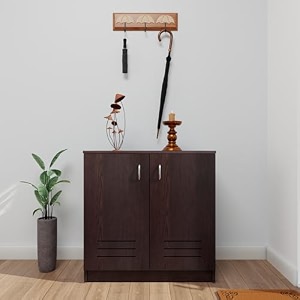 viki  shoe rack with ventilated doors shoe storageshoe cabinet for hallway organizer unit for entryway width 80cms dark wenge colour  1 year warranty