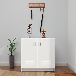 viki  shoe rack with ventilated doors shoe storageshoe cabinet for hallway organizer unit for entryway width 80cms frosty white colour  1 year warranty
