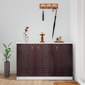 viki  shoe rack with ventilated doors shoe storageshoe cabinet for hallway organizer unit for entryway width 120cms frosty white amp dark wenge colour  1 year warranty