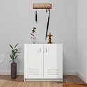 VIKI | Shoe Rack with Ventilated Doors, Shoe Storage,Shoe Cabinet for Hallway, Organizer Unit for Entryway, Width 80cms, Frosty White Colour | 1 Year Warranty