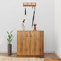 VIKI | Shoe Rack with Ventilated Doors, Shoe Storage,Shoe Cabinet for Hallway, Organizer Unit for Entryway, Width 80cms, Brussel Walnut Colour | 1 Year Warranty