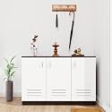 VIKI | Shoe Rack with Ventilated Doors, Shoe Storage,Shoe Cabinet for Hallway, Organizer Unit for Entryway, Width 120cms, Dark Wenge &amp; Frosty White Colour | 1 Year Warranty