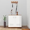 VIKI | Shoe Rack with Ventilated Doors, Shoe Storage,Shoe Cabinet for Hallway, Organizer Unit for Entryway, Width 80cms, Brussel Walnut &amp; Frosty White Colour | 1 Year Warranty