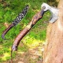 Viking Axe Gift Vikings Knife with Sheath | Hand Forged Real Handmade Outdoor Hunting Camping Axes and Hatchets | Viking Gifts for Men (Ax-05)