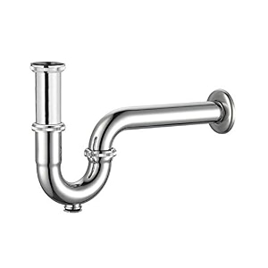 viking brass p trap 225mm 9  thread 32mm inner  polished chrome with clean-out plug  ideal for washbasins corner basins and kitchen sinks