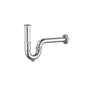 viking brass p trap 225mm 9  thread 32mm inner  polished chrome with clean-out plug  ideal for washbasins corner basins and kitchen sinks
