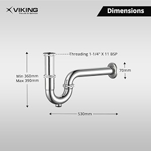 viking brass p trap with clean-out plug flexible thread size 32mm 1-14 inner 450mm 18 - polished cp adjustable simple drain trap