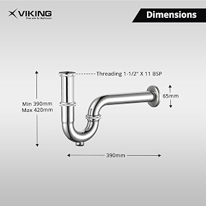 viking brass p trap for washbasin with clean-out plug flexible thread 40mm 1-12 inner 300mm 12 - polished cp adjustable simple drain trap
