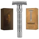 VIKINGS BLADE Adjustable Double Edge Safety Razor + Luxury Case. Smooth, Reusable, Eco-Friendly (The Emperor “Frosted Chrome”)