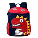 VikriDA 3D Soft Plush Fabric Cartoon Bagpack for Kids Girls Boys Preschool Nursery Travel Bag - Red Dino