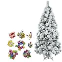 VikriDA 3 Feet Artificial Snow-Flocked Christmas Tree with 48Pcs Decorative Ornaments| Xmas Tree with Sturdy Metal Stand