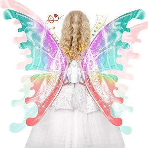 vikrida led light-up butterfly wings for kids  musical fairy angel wings costume  glowing princess dress-up toy for girls