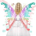 VikriDA LED Light-Up Butterfly Wings for Kids | Musical Fairy Angel Wings Costume | Glowing Princess Dress-Up Toy for Girls