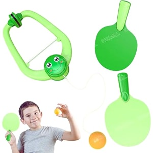 vikrida hanging table tennis self training indoor gaming 2 racket amp 3 practice ball portable - double sparring hanging toys parent child interaction indoor toys - frog hanging table tennis green