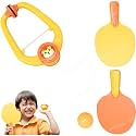 VikriDA Hanging Table Tennis Self Training Indoor Gaming 2 Racket & 3 Practice Ball Portable - Double Sparring Hanging Toys Parent Child Interaction Indoor Toys - Lion Hanging Table Tennis, Yellow