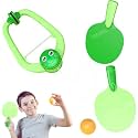 VikriDA Hanging Table Tennis Self Training Indoor Gaming 2 Racket &amp; 3 Practice Ball Portable - Double Sparring Hanging Toys Parent Child Interaction Indoor Toys - Frog Hanging Table Tennis, Green
