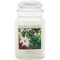 Village Candle Gardenia Large Glass Apothecary Jar Scented Candle 21.25 oz., Gift for Mom and Dad, White