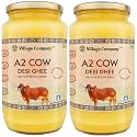 Village Company Organic A2 Gir Cow Ghee Bilona Method | Pure A2 Cow Ghee 1 Litre Pack of 2 | Curd-Churned Desi Cow Ghee | Gir Cow Ghee | Vedic Ghee | Grassfed, Pure, Natural &amp; Healthy | Glass Bottle