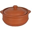 Village Craft Clay Biryani Handi/Pot for Cooking and Serving with Lid 2 Liter |Uncoated| Red