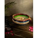 Village Decor Terracotta Handpainted Decorative Bowls (Green)