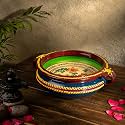 Village Decor Terracotta Handpainted Decorative Urli Bowl (Green)