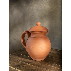 village decor terracotta preseasoned water jug with lid - 1500ml