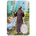 VILLAGE GIFT IMPORTERS Holy Prayer Card with Built-In Medal Pendant | Laminated Full-Color Prayer Card (Saint Francis of Assisi Prayer Card with Medal)