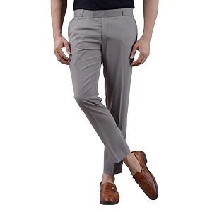VILLAIN Solid Mid-Rise Stretchable Mens Formal Trousers
