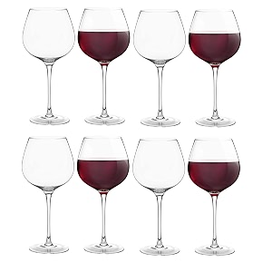 vilon italian premium balloon red white or brandy premium crytal clear wine glasses  650 ml ideal for champagne cocktail party whisky glass  transparent  set of 8