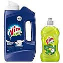 Vim Matic Dishwasher Detergent Powder 1 Kg, Designed by India's no. 1 Dishwash Brand, Powerful enzymes to remove Tough Indian Grease &amp; Vim Anti Smell Liquid Bottle, 500ml