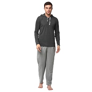 mack jonney - cotton blend night suit pajama set for men with hodded full sleeve t-shirt and track pant-vj-mns-ttp-group17